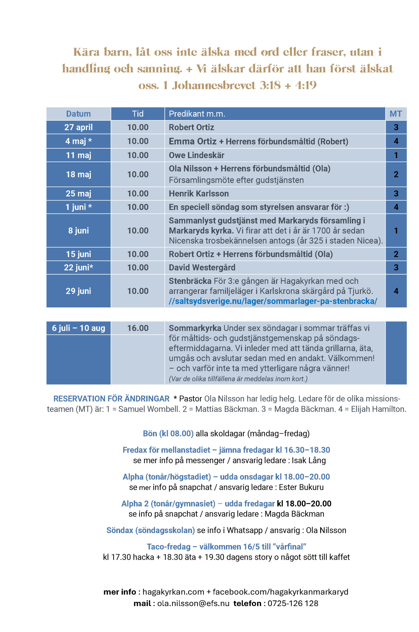 Program hagakyrkan markaryd 2025